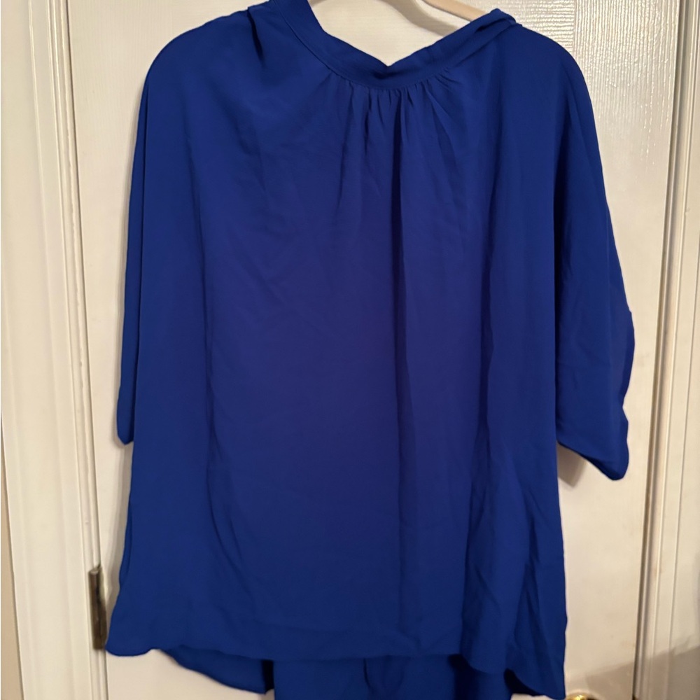 New Royal blue blouse w tie neck